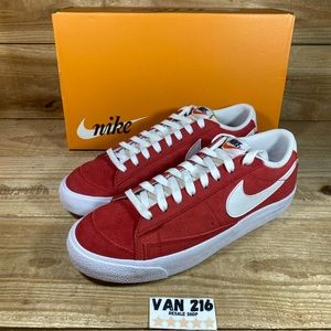 Nike Shoes Blazer Low 77 Suede Red Clay White Suede Sneakers: DA7254-600